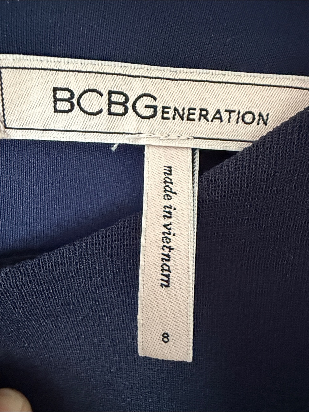 BCBGeneration Navy Long Sleeve Ruched Waist Dress - Picture 2 of 5